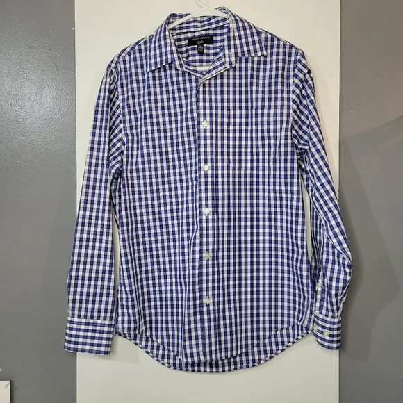 Banana Republic classic fit button down plaid shirt blue and white size small - Picture 1 of 7